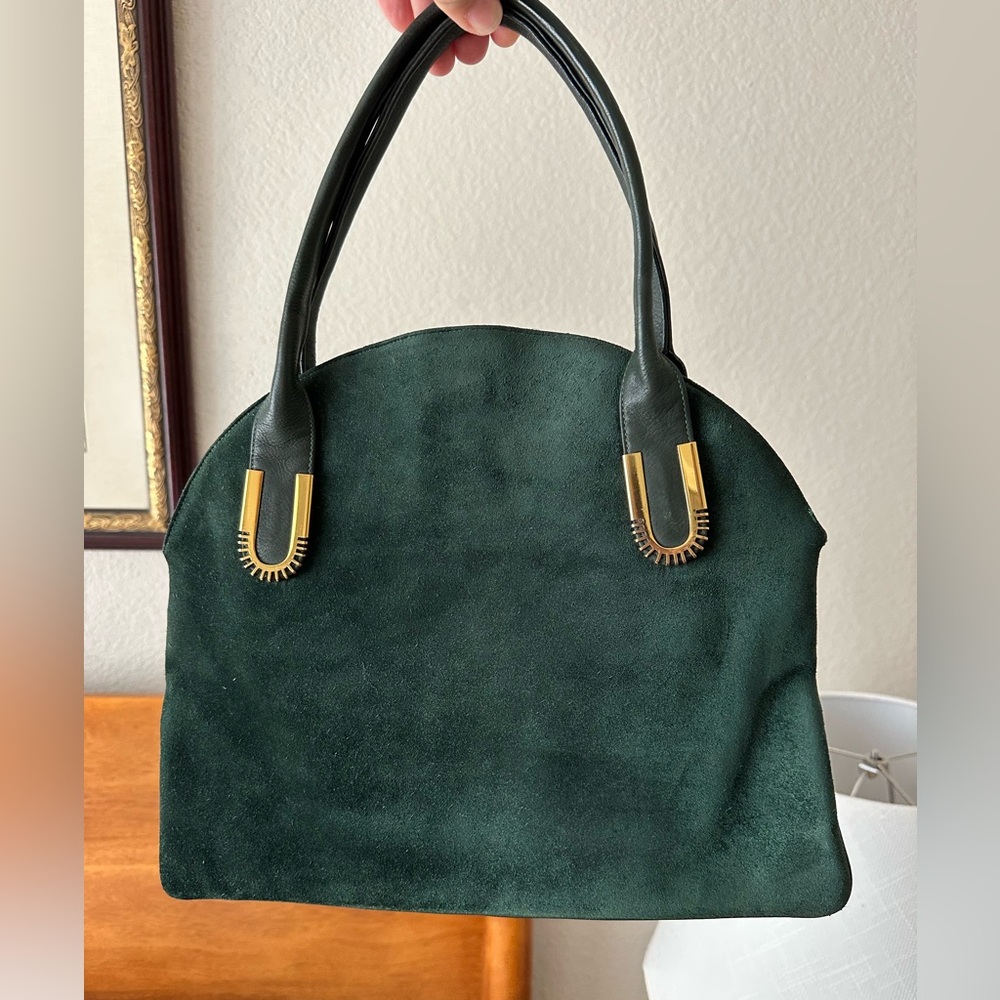 Vintage Susan Gail emerald green suede purse